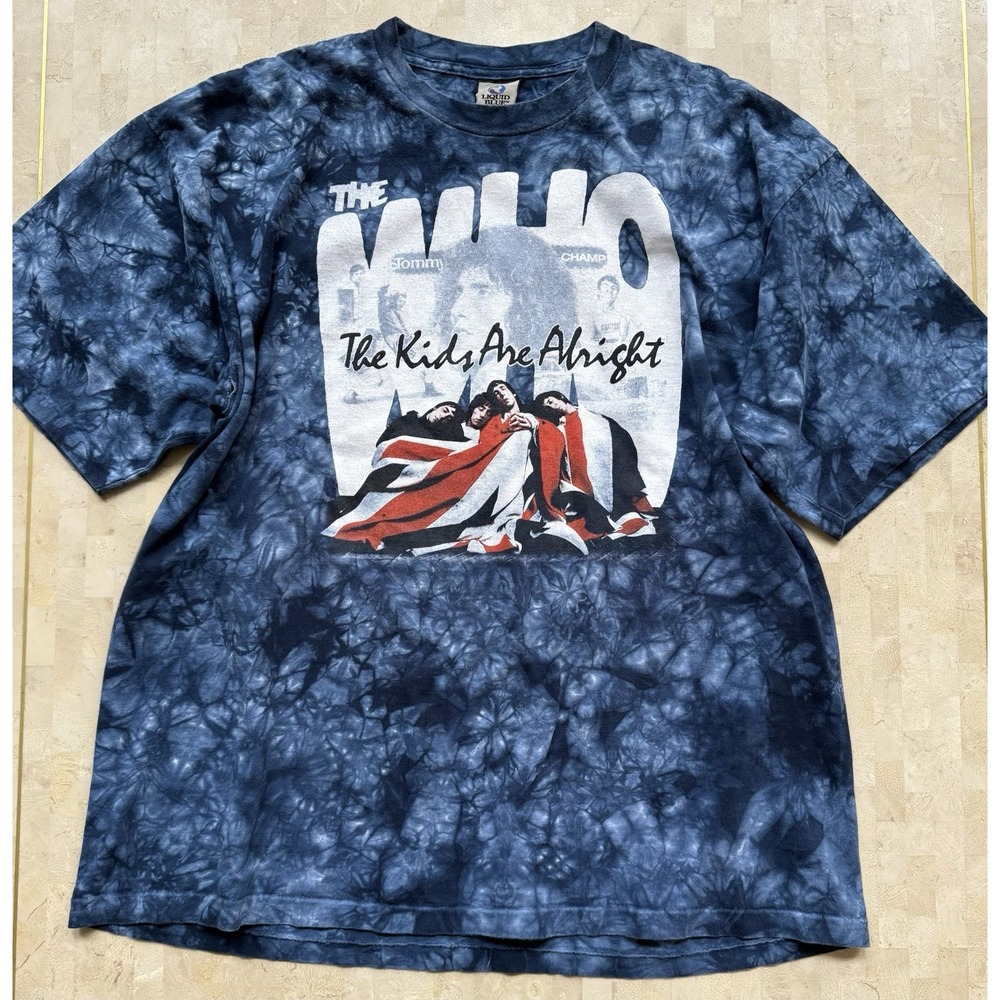 Vintage The Who‎ Mens T-Shirt Size XXL Liquid Blue Tie Dye The Kids Are Alright